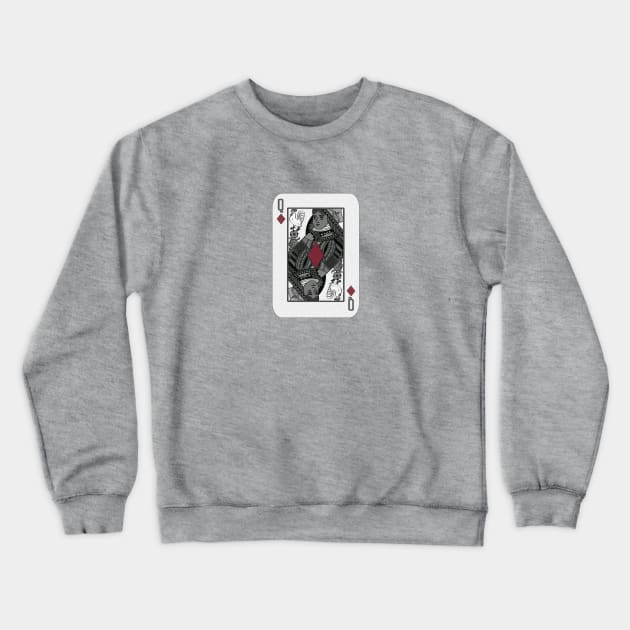 Ebony Queen Of Diamonds with White Cock Rooster Crewneck Sweatshirt by Vixen Games